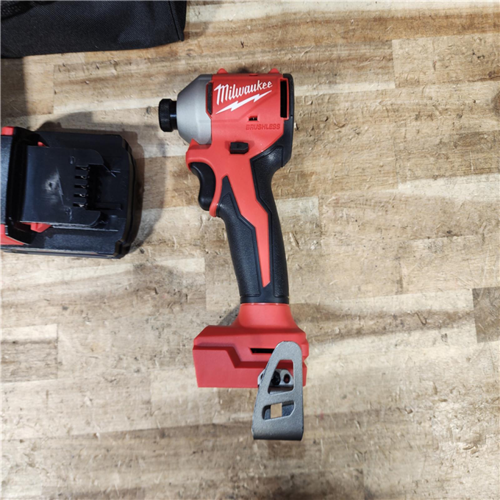 HOUSTON LOCATION - AS - IS Milwaukee 18-Volt Lithium-Ion Compact Brushless Cordless 1/4 in. Impact Driver Kit