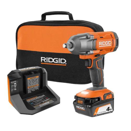 NEW! - RIDGID 18V Cordless 1/2 in. Impact Wrench Kit with 4.0 Ah Battery and Charger (3 UNITS)