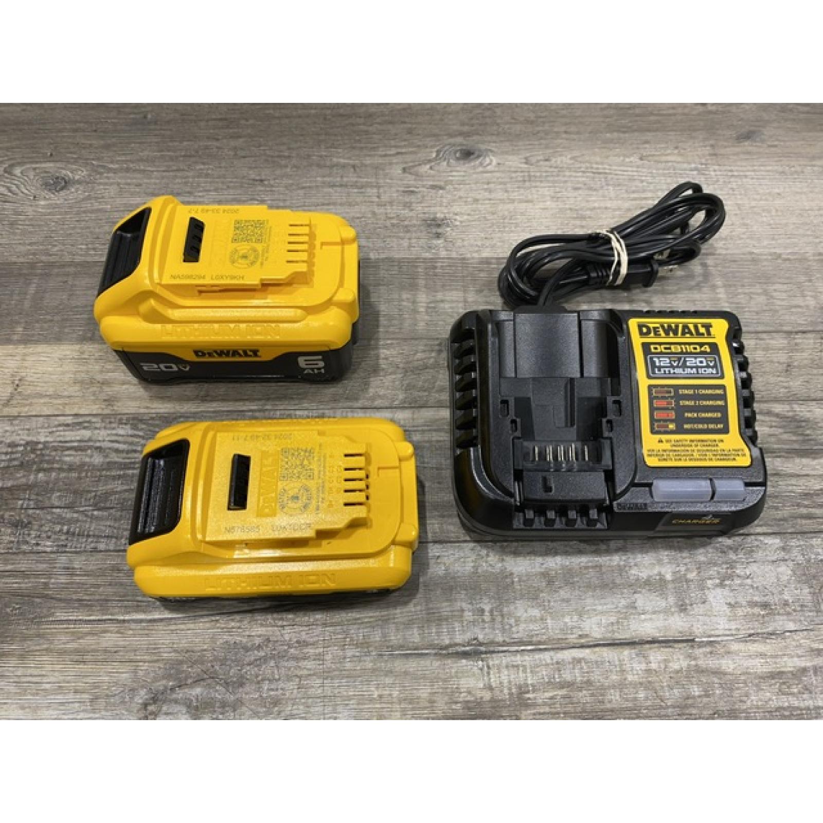 AS-IS DEWALT 20V MAX Lithium-Ion 6.0Ah and 4.0Ah Battery and Charger Starter Kit