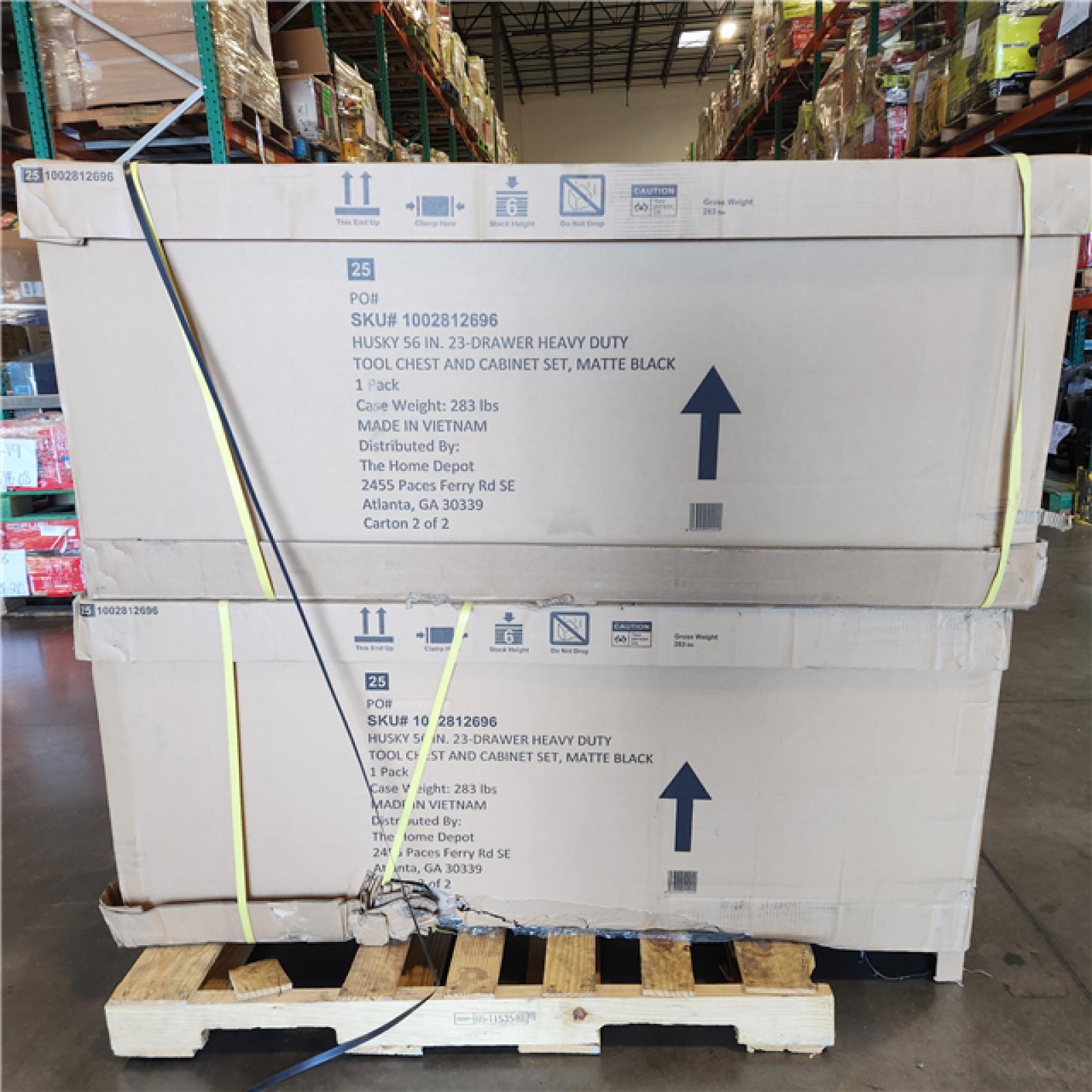 DALLAS LOCATION - HUSKY 56 in. W x 22 in. D Heavy Duty Tool Cabinet Set in Matte Black PALLET -(2 UNITS)