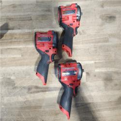 HOUSTON LOCATION - AS-IS (3) Milwaukee M12 FUEL 12V Li-Ion Brushless Cordless Stubby 3/8 in. Impact Wrench Kit W/ (2) BATTERY & CHARGER
