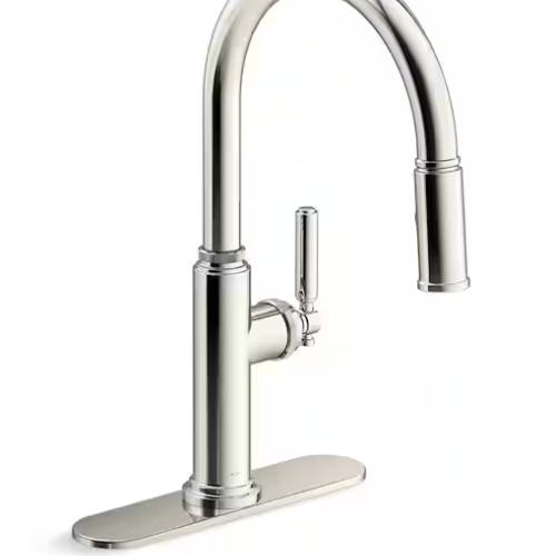 NEW! - KOHLER Revolv Single Handle Pull Down Sprayer Kitchen Faucet in Vibrant Polished Nickel