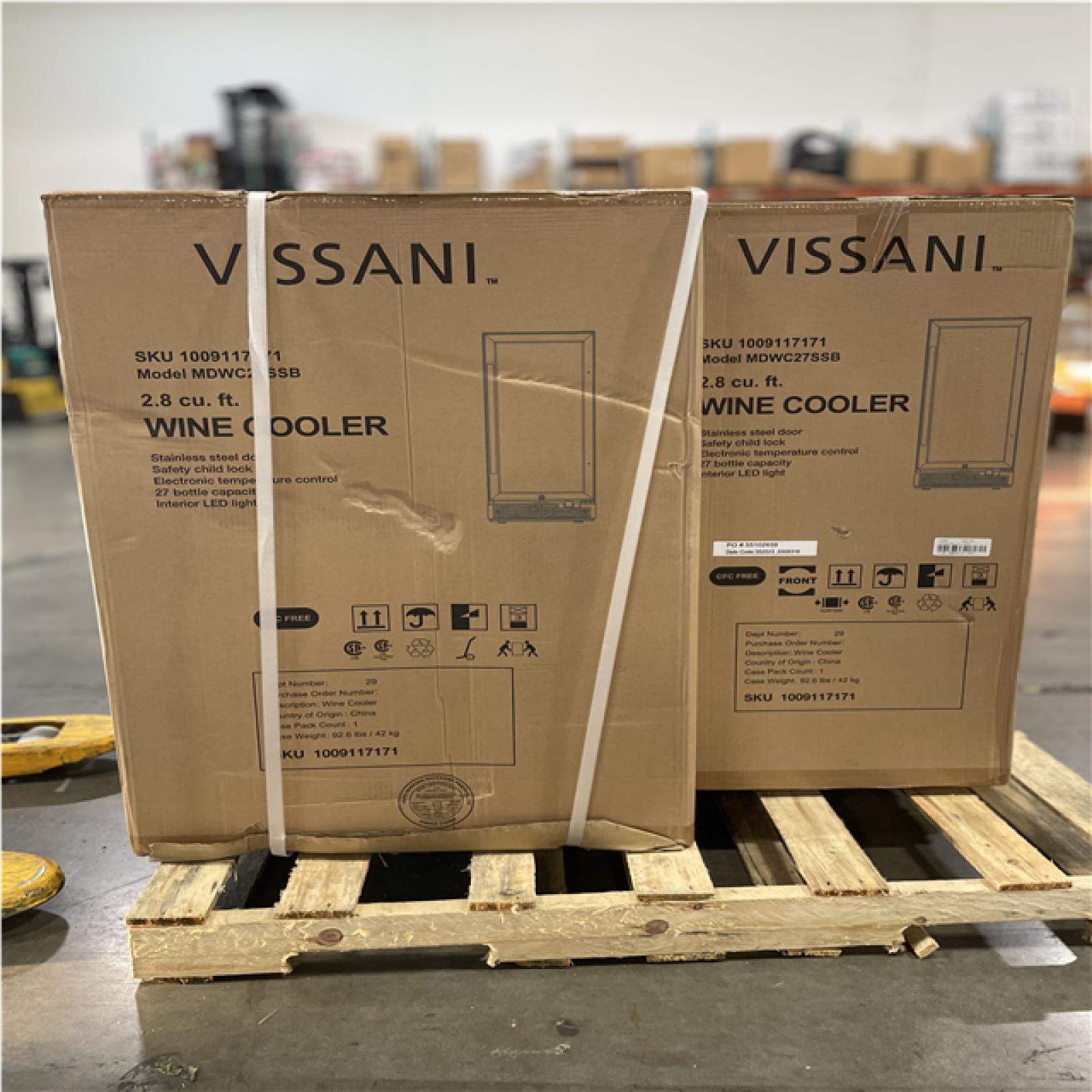 DALLAS LOCATION- VISSANI 15 in. W 27-Bottle Dual Zone Wine Cooler in Stainless Steel Pallet (4 UNITS)