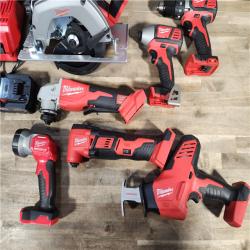 HOUSTON LOCATION - AS-IS Milwaukee M18 18-Volt Lithium-Ion Cordless Combo Kit 7-Tool with 2-Batteries, Charger and Tool Bag