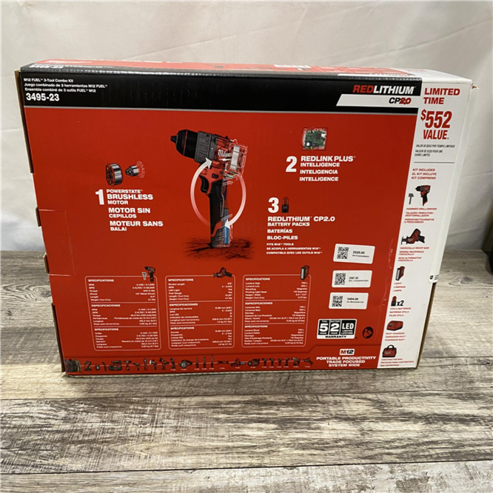 NEW - Milwaukee FUEL 12-Volt Li-Ion Brushless Cordless Hammer Drill (3-Tool) Combo Kit