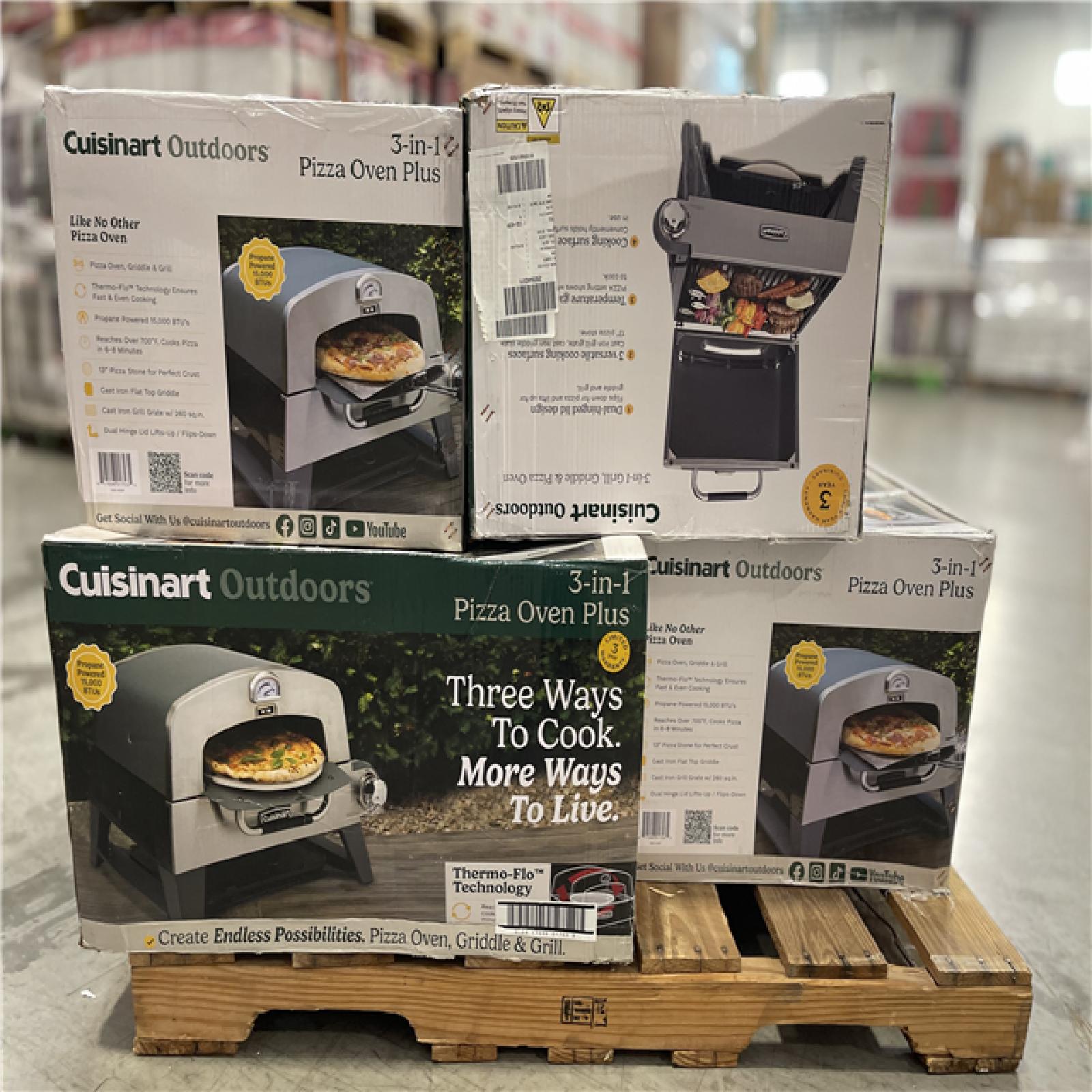 DALLAS LOCATION- CUISINART OUTDOORS 3-In-1 Propane Tank Griddle and Grill Outdoor Pizza Oven PALLET-(5 UNITS)