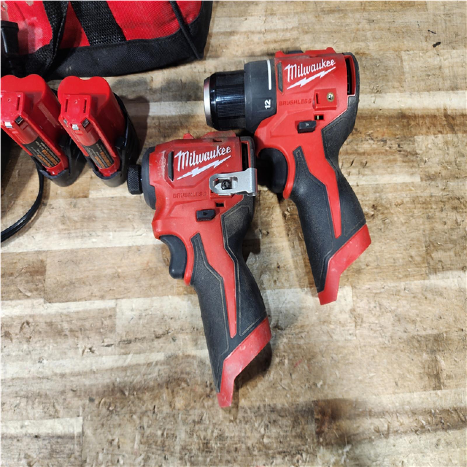 HOUSTON LOCATION - AS - IS Milwaukee 12-Volt Lithium-Ion Brushless Cordless Subcompact Drill and Impact Driver Combo Kit