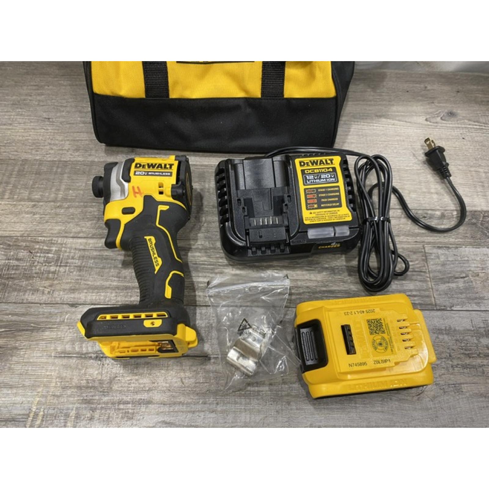 AS-IS DEWALT ATOMIC 20V MAX Lithium-Ion Cordless 1/4 in. Brushless Impact Driver Kit