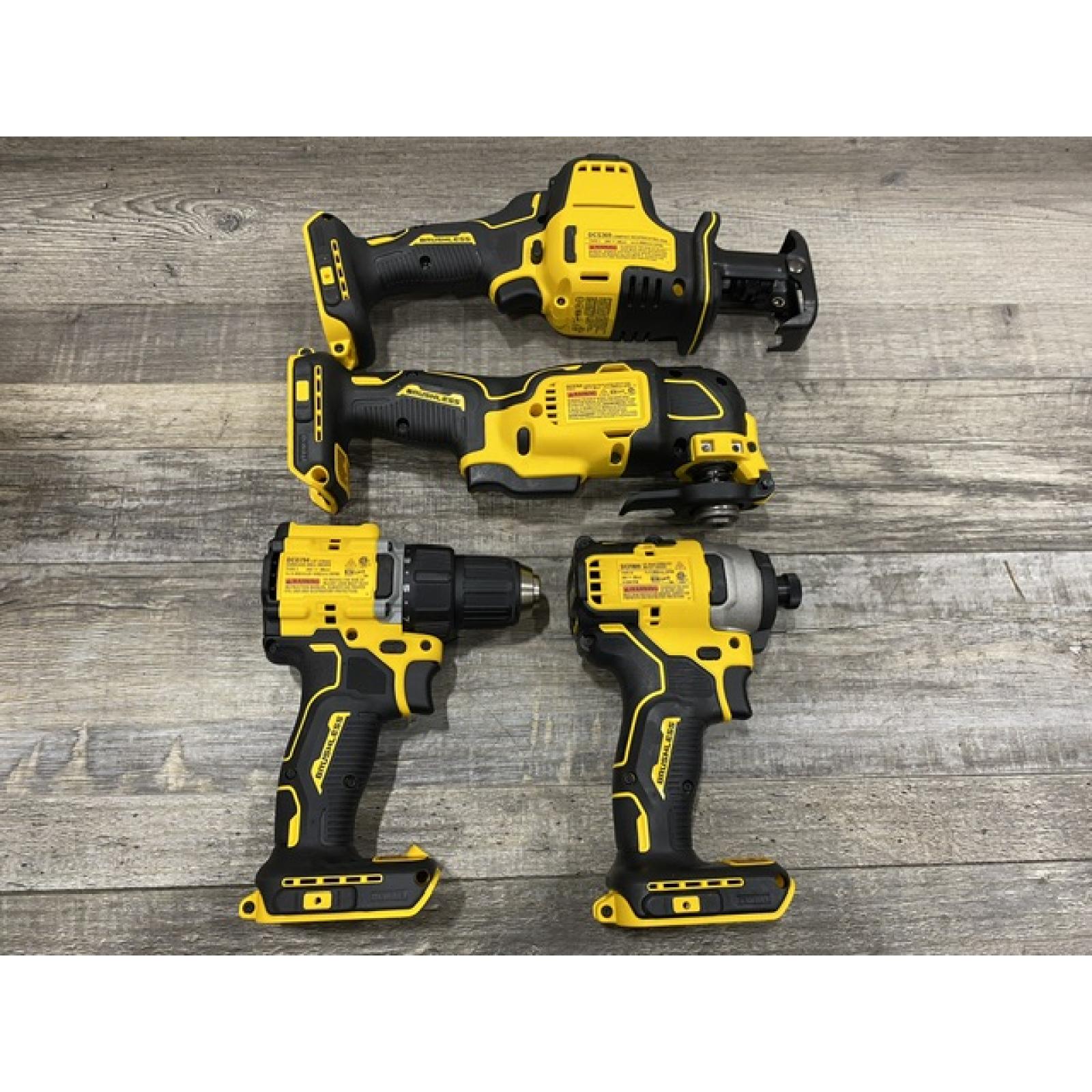 AS-IS DEWALT ATOMIC 20-Volt Lithium-Ion Cordless Brushless (4-Tool) Combo Kit