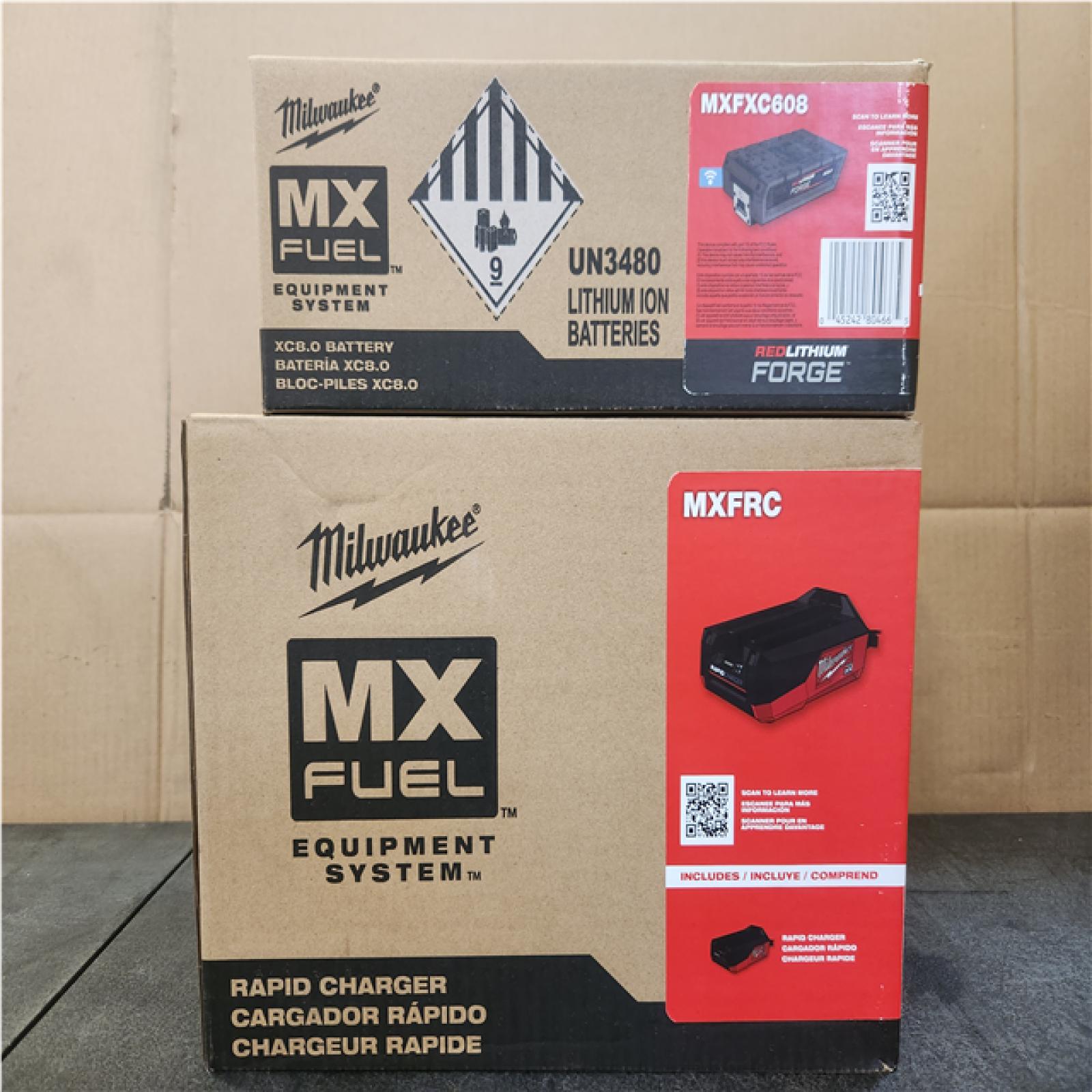 Phoenix SEALED Milwaukee MX FUEL Rapid Charger with Milwaukee MX FUEL REDLITHIUM FORGE XC8.0 Battery Pack