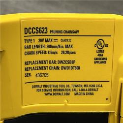 AS-IS DEWALT 20V MAX 8 in. Brushless Cordless Battery Powered Pruning Chainsaw (Tool Only)