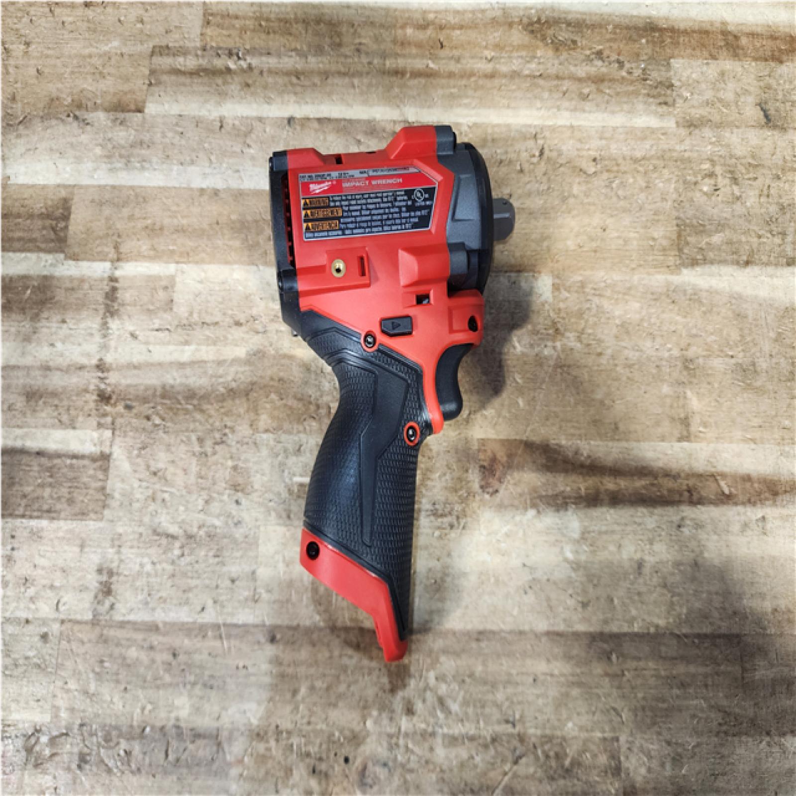 Houston Location AS-IS Milwaukee FUEL 12V Lithium-Ion Brushless Cordless Stubby 1/2 in. Impact Wrench with Pin Detent (Tool-Only)