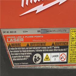 AS-IS Milwaukee 12-Volt Lithium-Ion Cordless Green 125 ft. Cross Line and Plumb Points Laser Level Kit