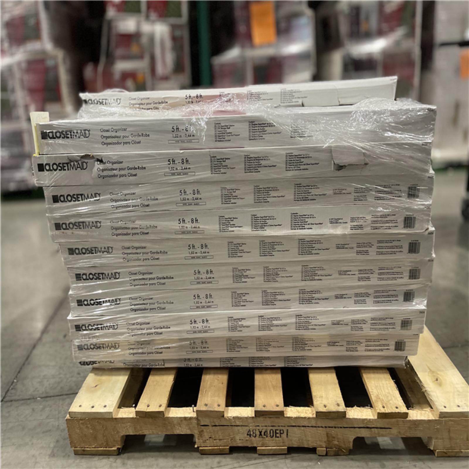 DALLAS LOCATION- Superslide 5 Ft. To 8 Ft. Metal White Closet Organizer Kit With Adjustable Shelving PALLET-(21 UNITS)