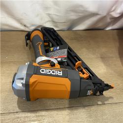 AS-IS Ridgid 15-Gauge 2-1/2 in. Angled Finish Nailer with CLEAN DRIVE Technology  Tool Bag and Sample Nails