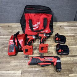 Houston Location AS-IS Milwaukee Drill Driver and Impact Driver and Right Angle Drill and Batteries QTY/2 and Charger