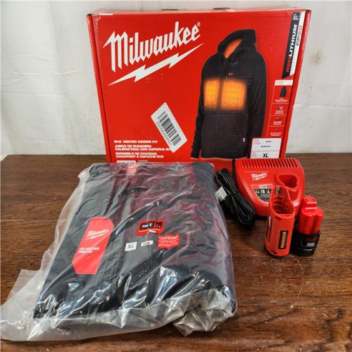 NEW! Milwaukee M12 Lithium-Ion Cordless Black Heated Jacket Hoodie Kit (X-Large)
