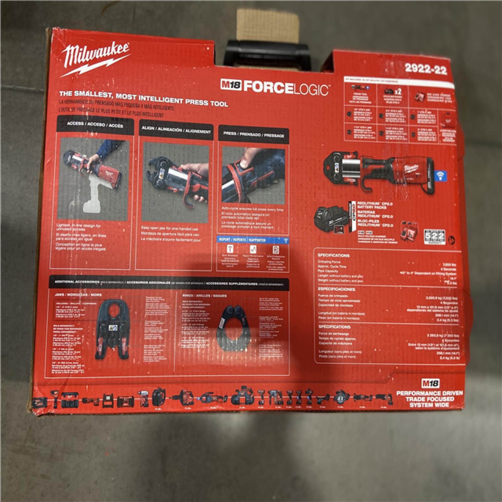 NEW! - Milwaukee M18 18-Volt Lithium-Ion Brushless Cordless FORCE LOGIC Press Tool Kit with 1/2 in. - 2 in. Jaws Kit