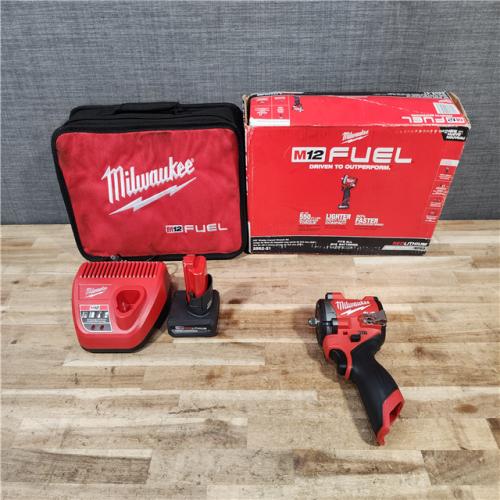 HOUSTON LOCATION - AS-IS Milwaukee FUEL 12V Li-Ion Brushless Cordless Stubby 3/8 in. Impact Wrench Kit