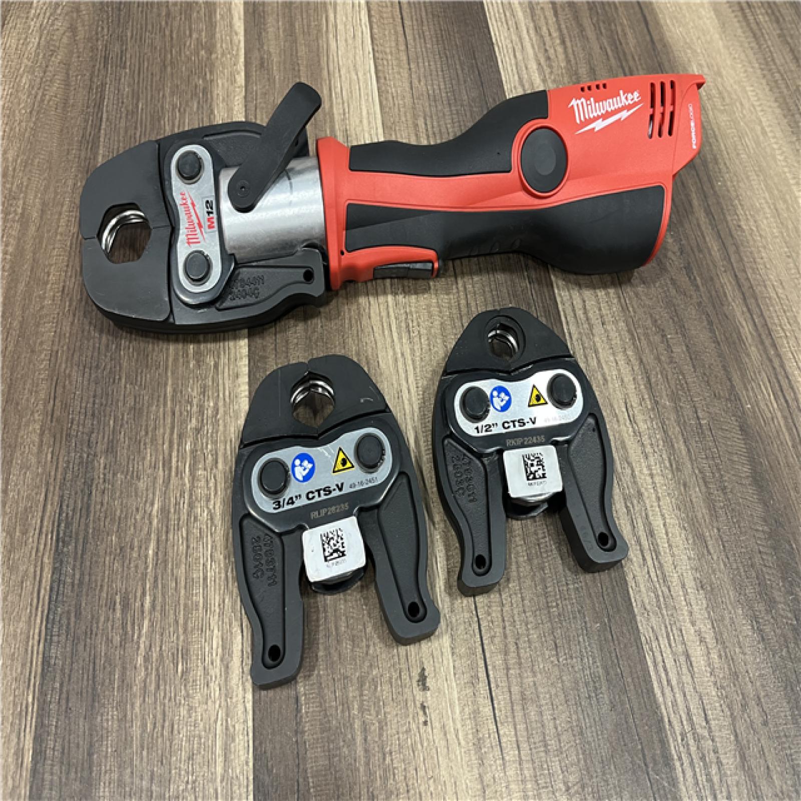 AS-IS MILWAUKEE 12-Volt Lithium-Ion Force Logic Cordless Press Tool Kit (3 Jaws Included) with Two 1.5 Ah Battery and Hard Case