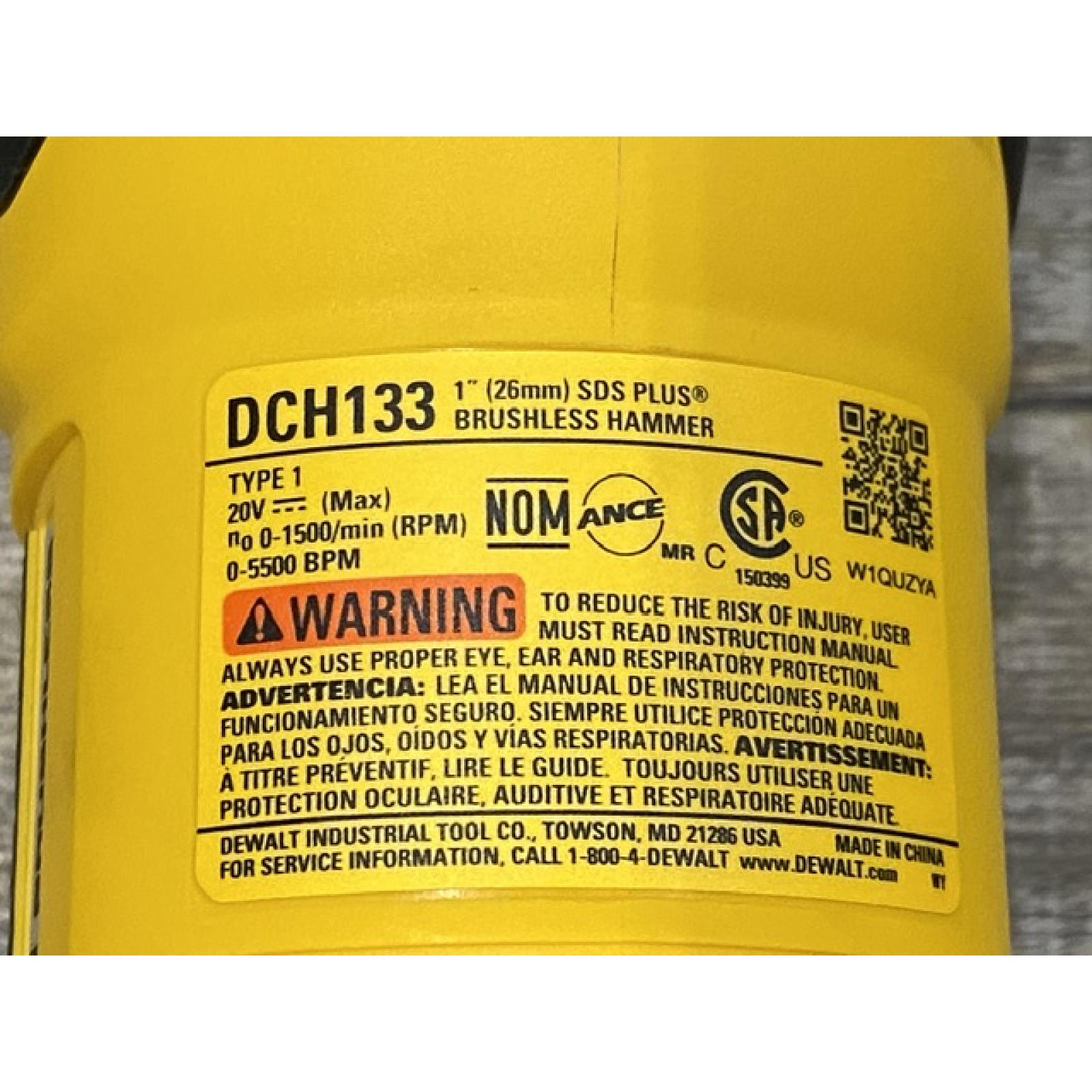 AS-IS DEWALT 20V MAX Cordless Brushless 1 in. SDS Plus D-Handle Concrete and Masonry Rotary Hammer (Tool Only)