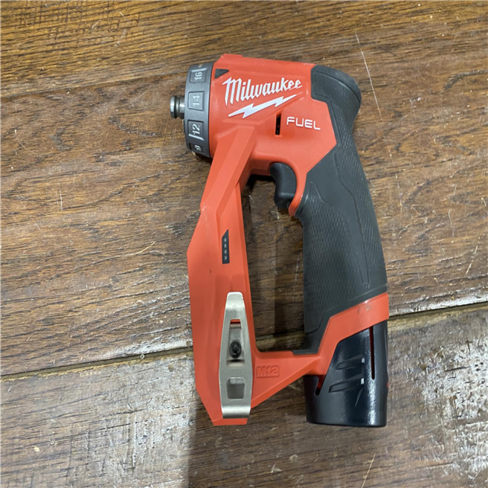 AS-IS Milwaukee M12 FUEL 12V Lithium-Ion Brushless Cordless 4-in-1 Installation 3/8 in. Drill Driver Kit with 4-Tool Heads