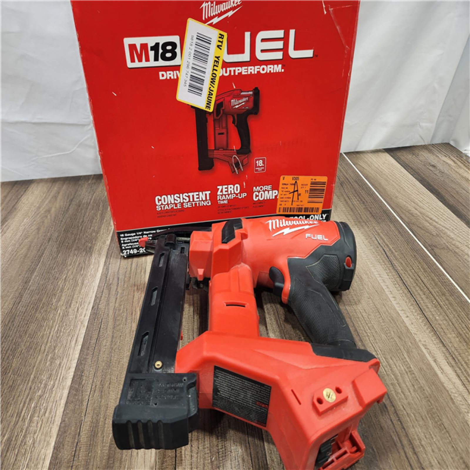 AS-IS  MILWAUKEE FUEL 18-Volt Lithium-Ion Brushless Cordless 18-Gauge 1/4 in. Narrow Crown Stapler (Tool-Only)