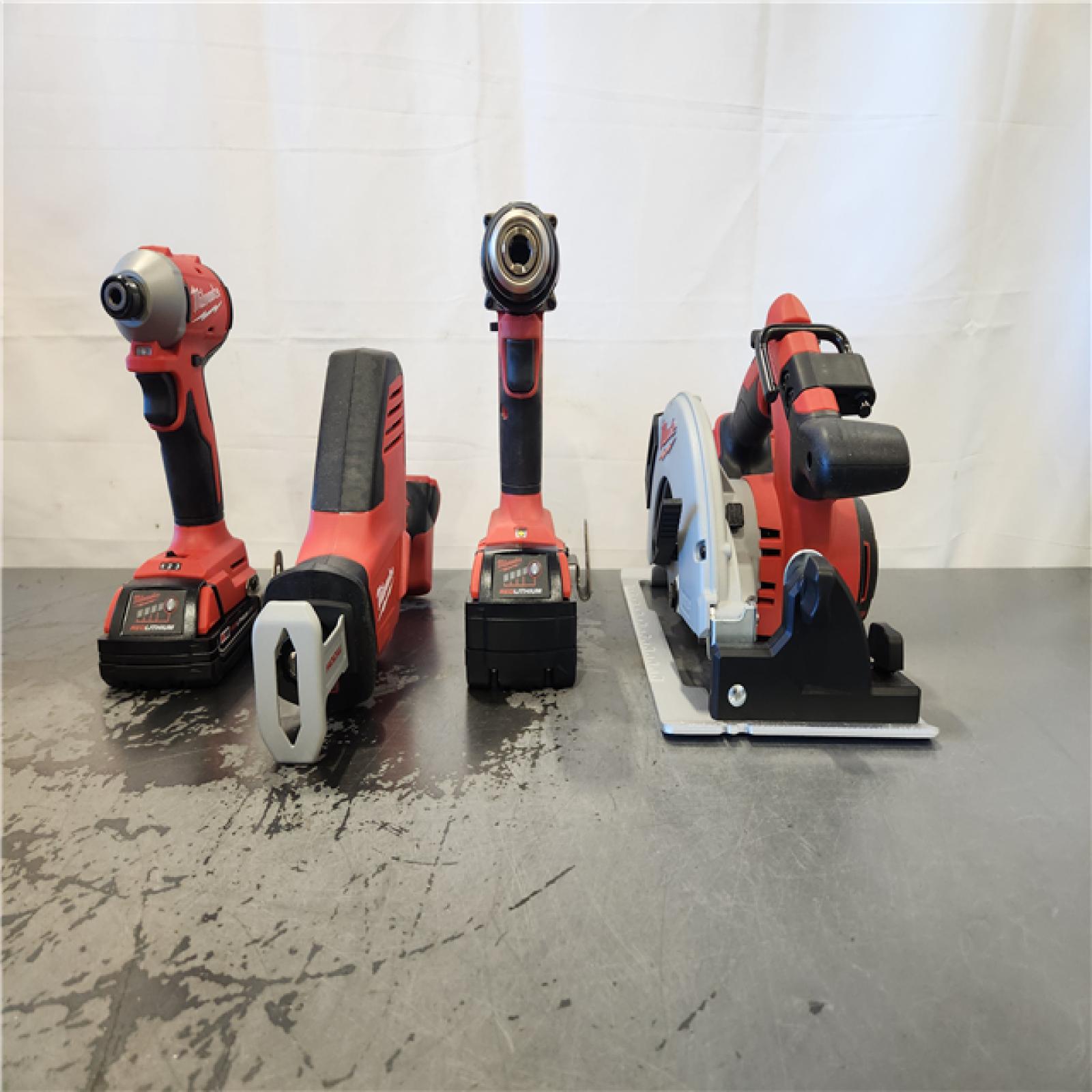 AS-IS- Milwaukee M18 18-Volt Lithium-Ion Brushless Cordless Combo Kit (4-Tool) with 2-Batteries, 1-Charger and Tool Bag