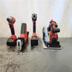 AS-IS- Milwaukee M18 18-Volt Lithium-Ion Brushless Cordless Combo Kit (4-Tool) with 2-Batteries, 1-Charger and Tool Bag