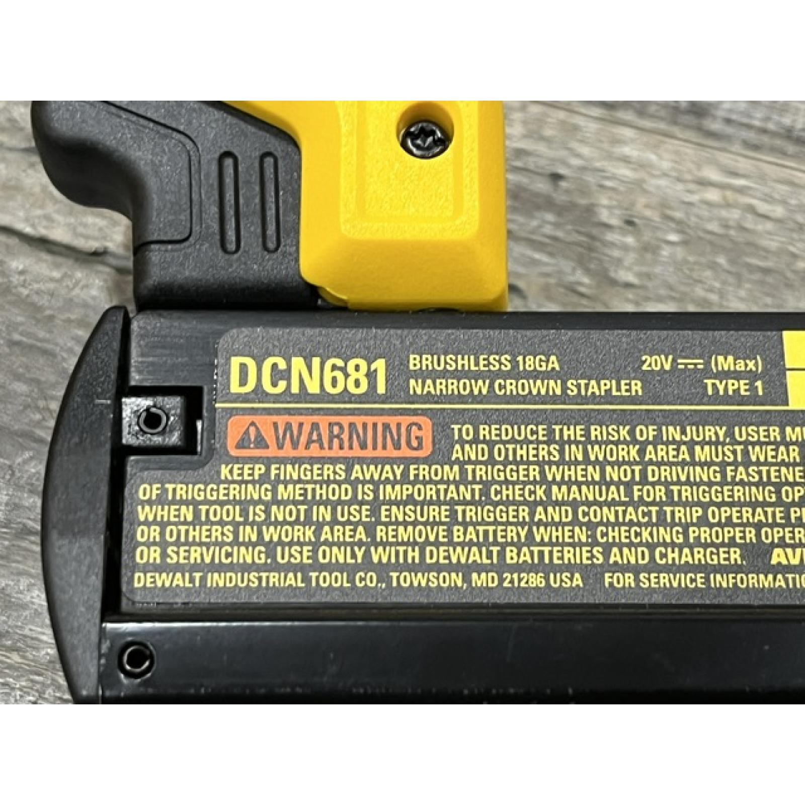AS-IS DEWALT Cordless 18-Gauge Narrow Crown Stapler (Tool Only)