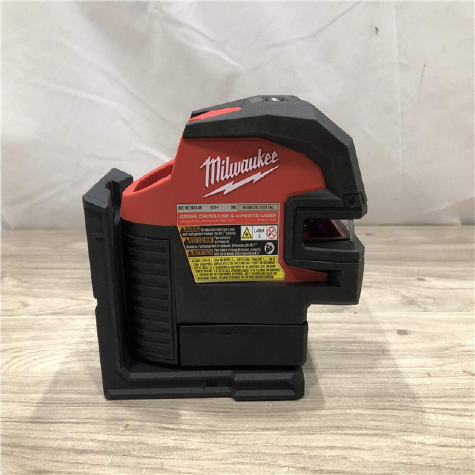AS-IS Milwaukee 3624-21 12V M12 Cordless USB Rechargeable Green Beam Cross Line & 4-Points Laser Kit