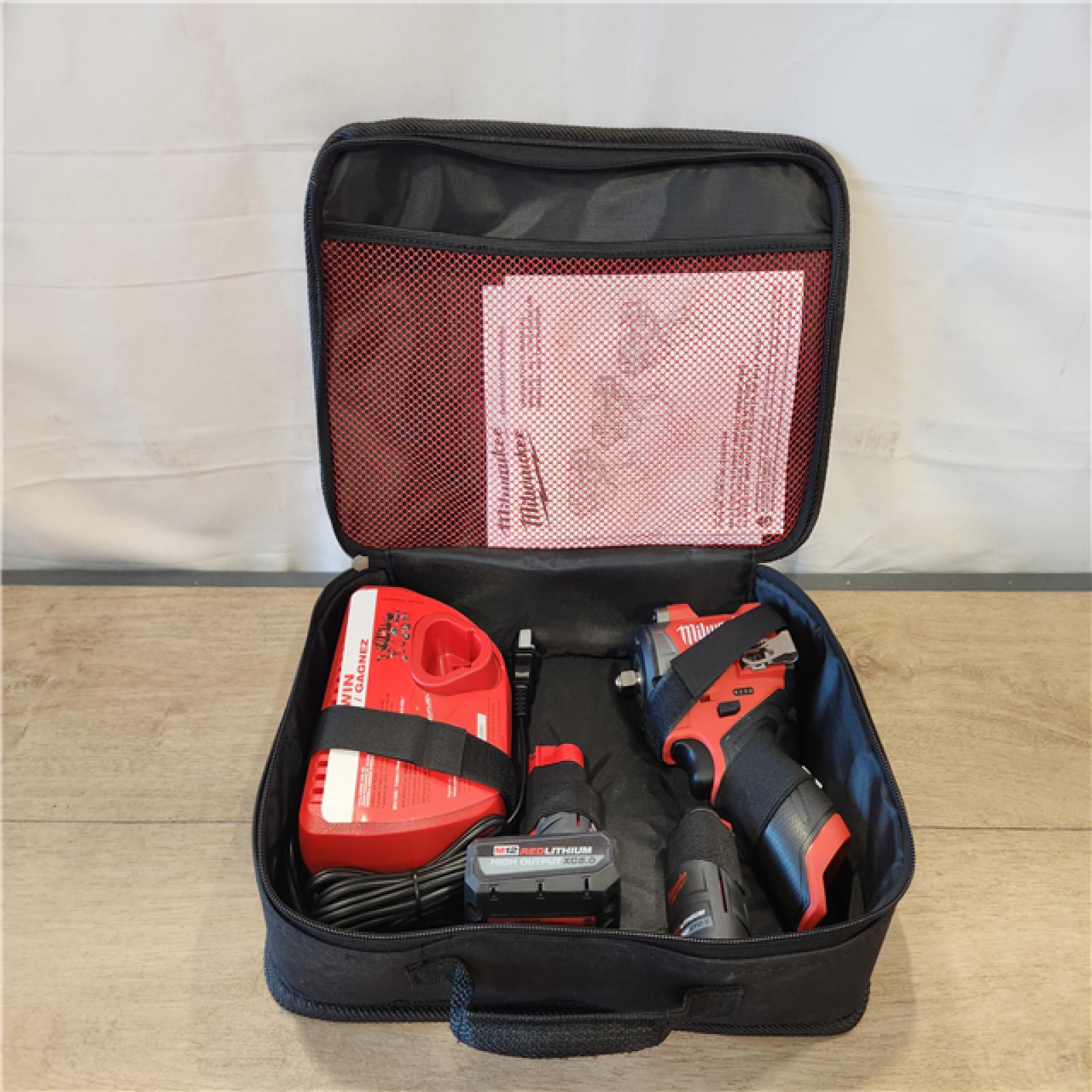 AS-IS- Milwaukee FUEL 12V Li-Ion Brushless Cordless Stubby 3/8 in. Impact Wrench Kit
