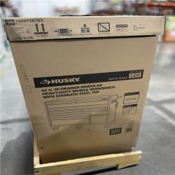 DALLAS LOCATION- NEW!- Husky Modular Tool Storage 62 in. W X 24 in. D Heavy Duty Matte Black Mobile Workbench Cabinet with Stainless Steel Top