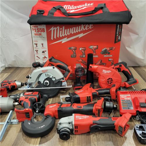 AS-IS  M18 18-Volt Lithium-Ion Cordless Combo Kit 9-Tool with 2-Batteries, Charger and Tool Bag