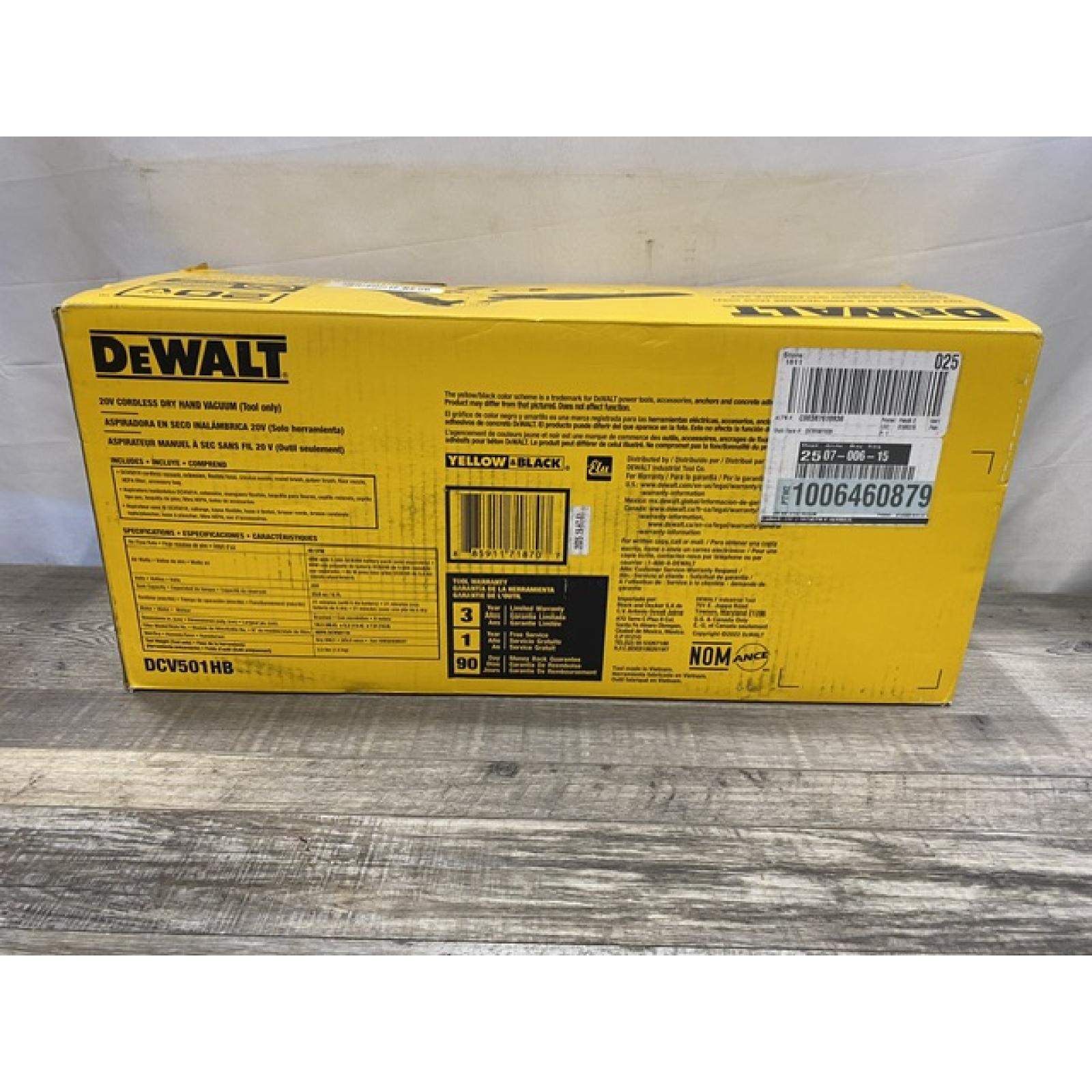 NEW- DEWALT Bagless 20V MAX Stick Cordless General Dirt Filter Handheld Vacuum (Tool Only)