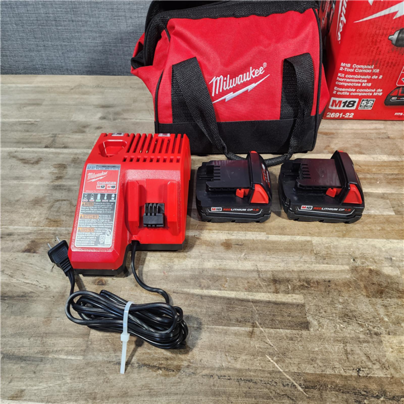 HOUSTON LOCATION - AS-IS Milwaukee 18V Cordless Brushed 2-Tool Drill/Driver and Impact Driver Kit