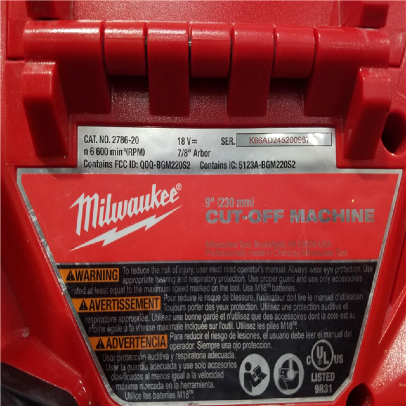 California AS-IS Milwaukee 9 Cut Off Saw (Tool Only)
