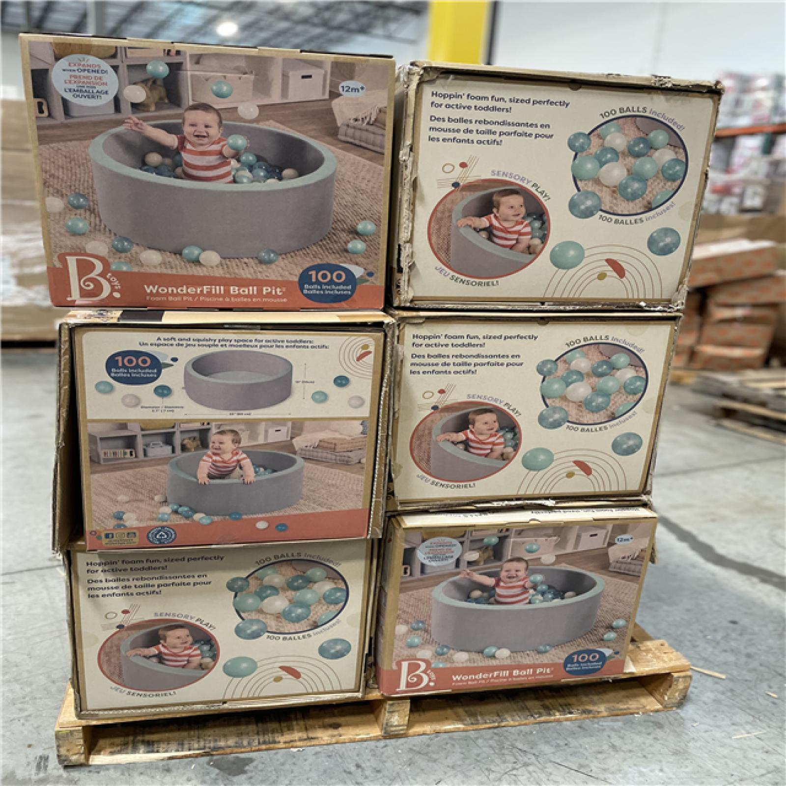 DALLAS LOCATION - BULLSEYE B. toys WonderFill Ball Pit - Foam Ball Pit with 100 Balls PALLET-(18 UNITS)
