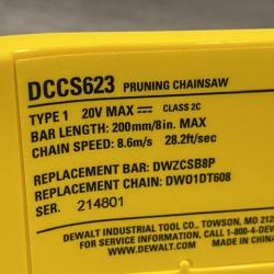 AS-IS DEWALT 20V MAX 8 in. Brushless Cordless Battery Powered Pruning Chainsaw (Tool Only)