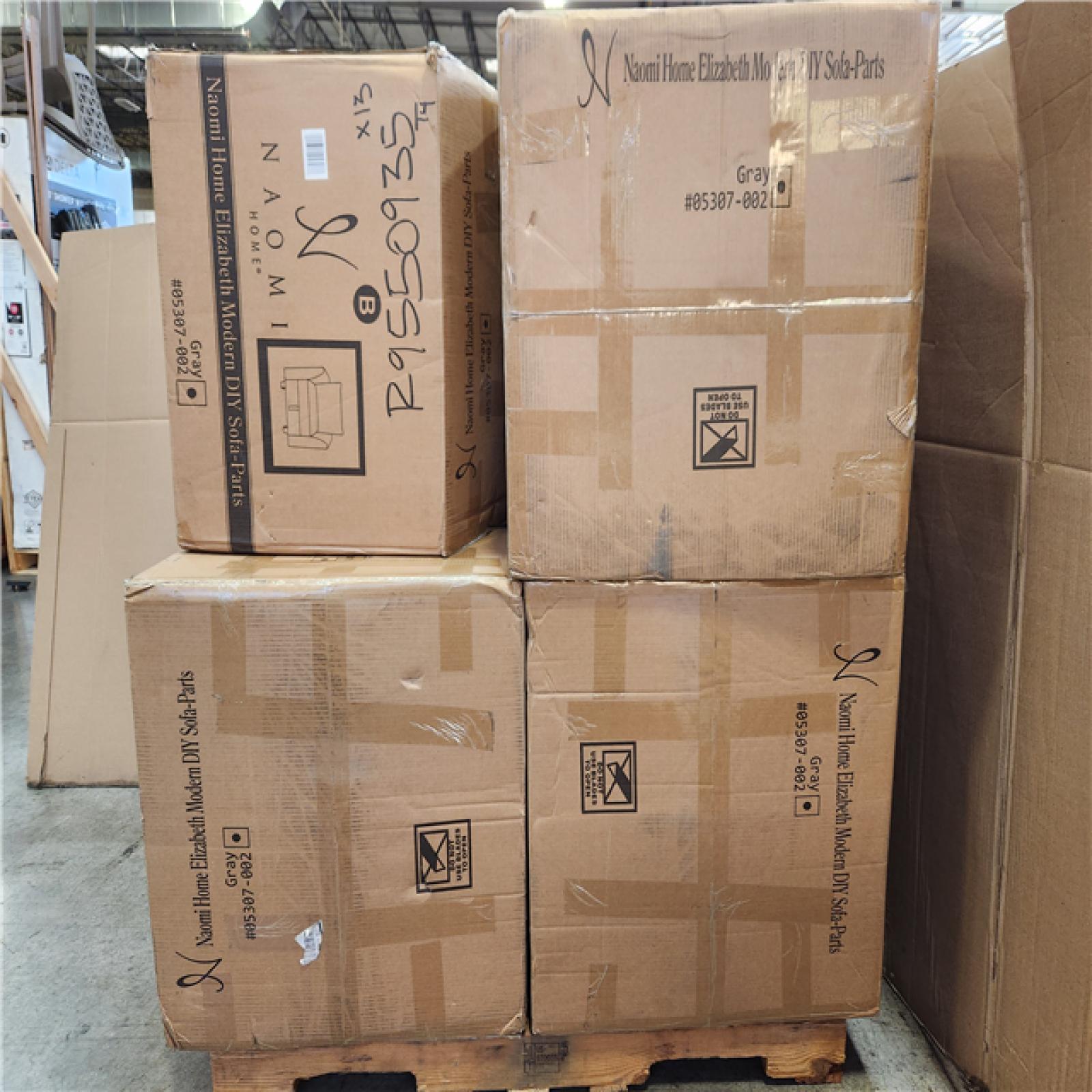 Phoenix NEW Naomi Home Elizabeth Modern DIY Modular Sectional Sofa Linen  Gray Pallet 7-Boxes (No Armrests)