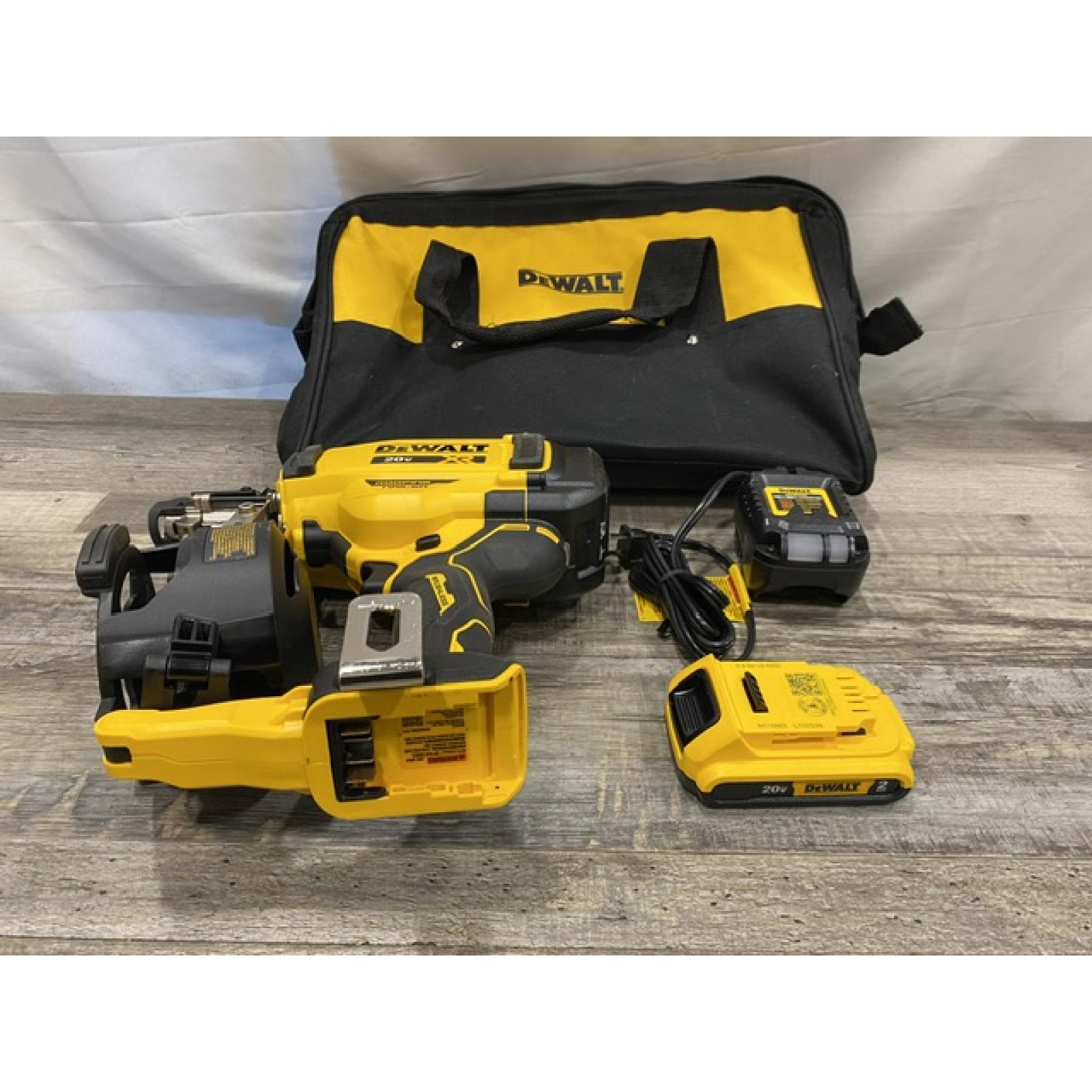 AS-IS DEWALT 20V MAX Lithium-Ion 15-Degree Electric Cordless Roofing Nailer Kit