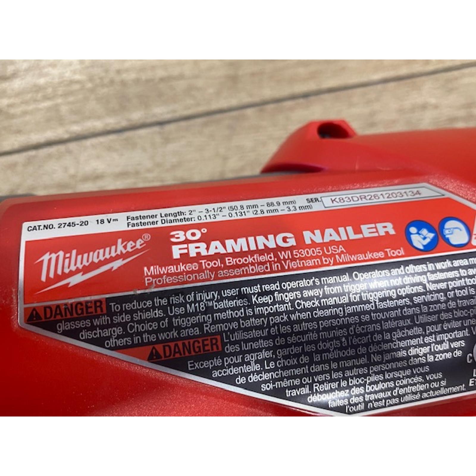 AS-IS Milwaukee FUEL 3-1/2 in. 18-Volt 30-Degree Lithium-Ion Brushless Cordless Framing Nailer (Tool-Only)
