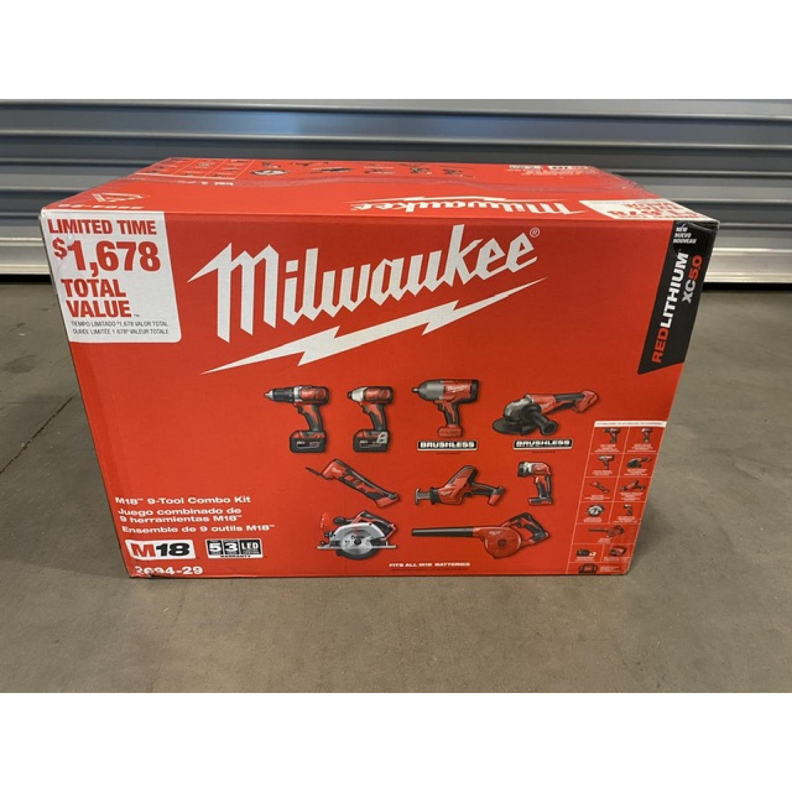NEW - Milwaukee 18-Volt Lithium-Ion Cordless (9-Tool) Combo Kit