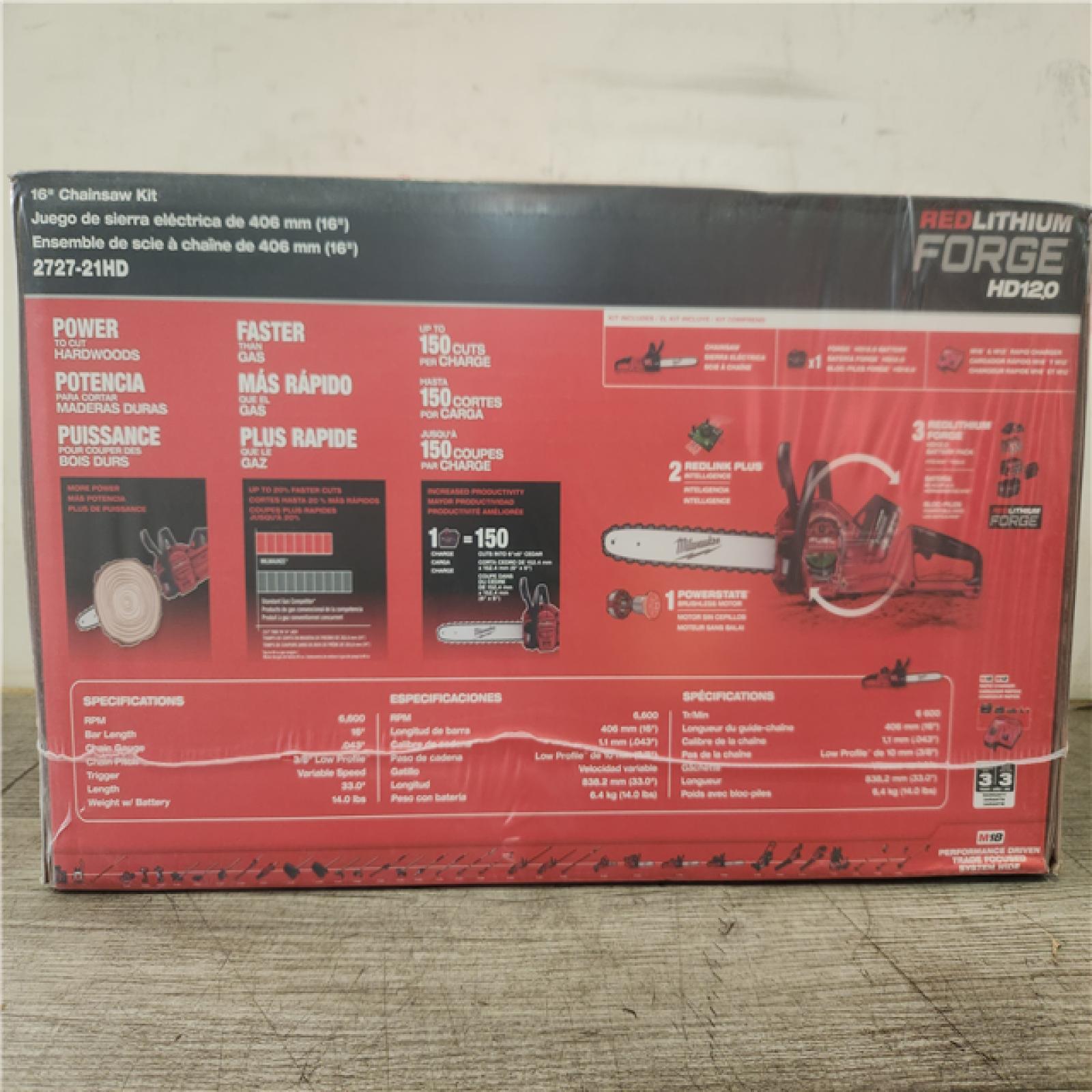 Phoenix NEW Milwaukee M18 FUEL 16 in. 18V Lithium-Ion Brushless Battery Chainsaw Kit with 12.0 Ah Battery and M18 Rapid Charger (SEALED)