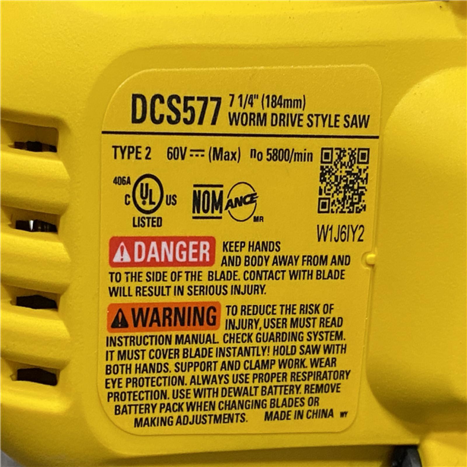 AS-IS DEWALT FLEXVOLT 60V MAX Cordless Brushless 7-1/4 in. Wormdrive Style Circular Saw (Tool Only)