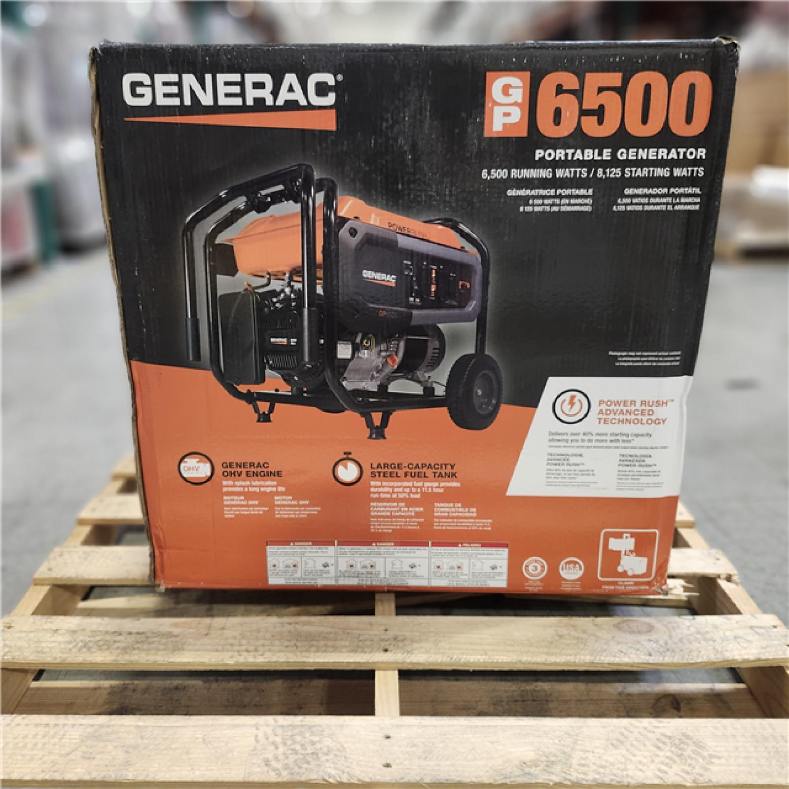 DALLAS LOCATION - AS-IS Generac GP 6500-Watt Recoil Start Gas-Powered Portable Generator