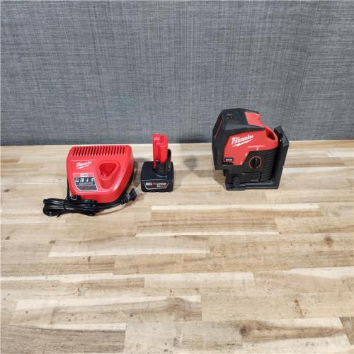 HOUSTON LOCATION - AS-IS Milwaukee 12-Volt Lithium-Ion Cordless Green 125 ft. Cross Line and Plumb Points Laser Level Kit