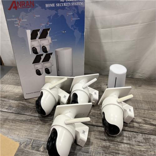 AS-IS ANRAN Solar Security Cameras Wireless Outdoor, 4-Cam Kit with Integrated Solar Panel