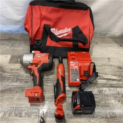 AS-IS Milwaukee 12/18V Lithium-Ion Cordless 3/8 in. Ratchet and 1/2 in. High Torque Impact Wrench with Friction Ring Combo Kit