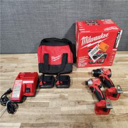 HOUSTON LOCATION - AS-IS Milwaukee 18V Lithium-Ion Brushless Cordless Compact Drill/Impact Combo Kit